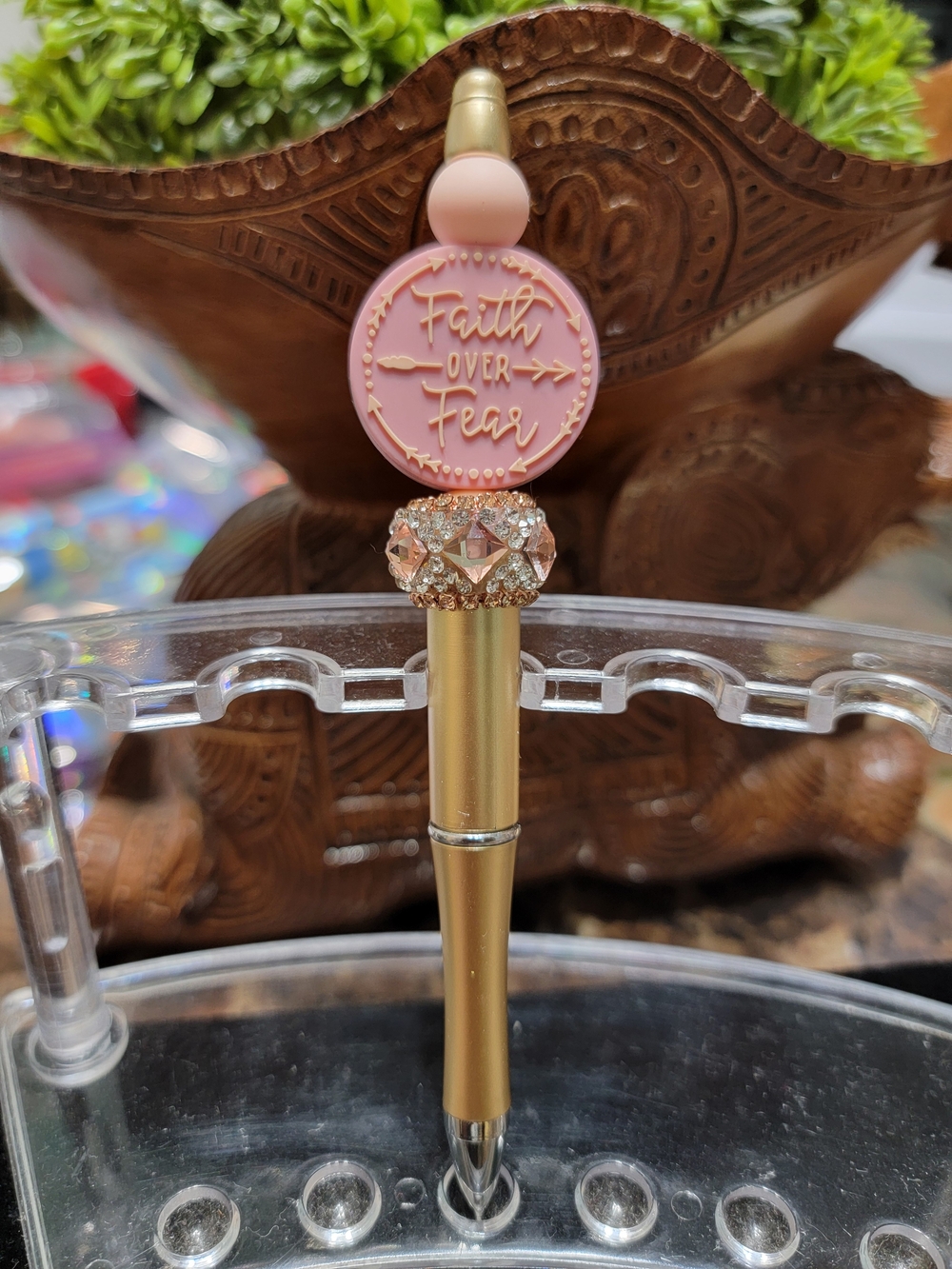 Faith Over Fear Pink & Gold Decorative Pen